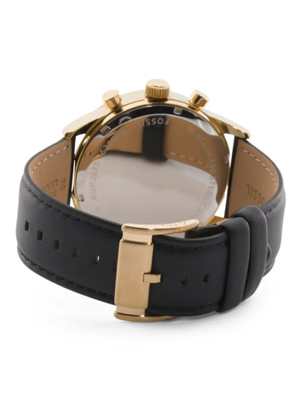 FOSSIL Men's Gold Tone Stainless Steel Flynn Chronograph Leather Strap Watch